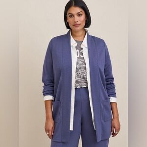 Torrid Studio Cupro Open Front Cardigan blue size 0-1XL.